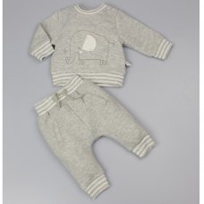 C12108: Baby Grey Quilted 2 Piece Outfit (0-9 Months)